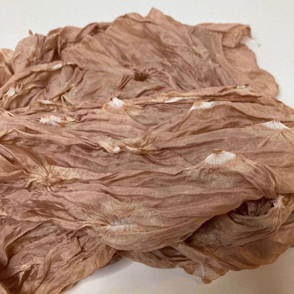 Sheer Crinkle Scarf Wrinkled Texture Beige Neutral Lightweight 16 x 58